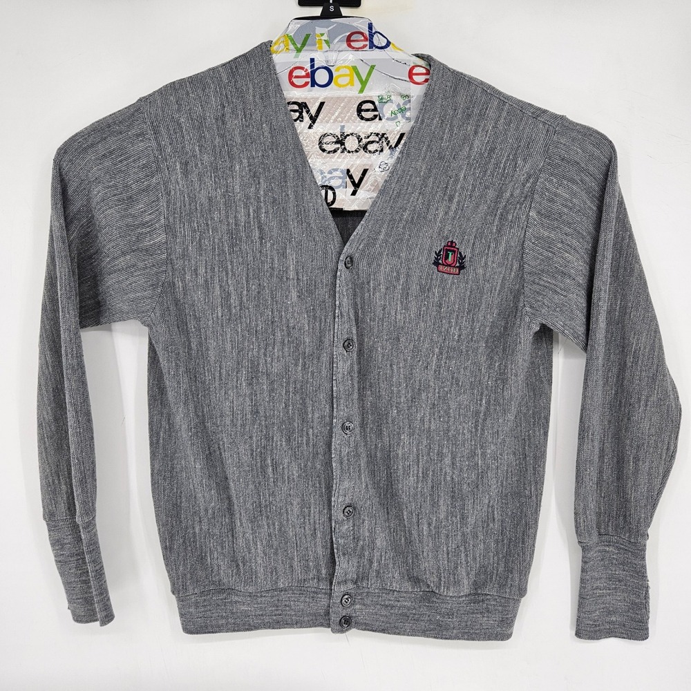 Vintage Izod Sweater Mens Extra Large USA Cardigan Golf Gray Casual Preppy